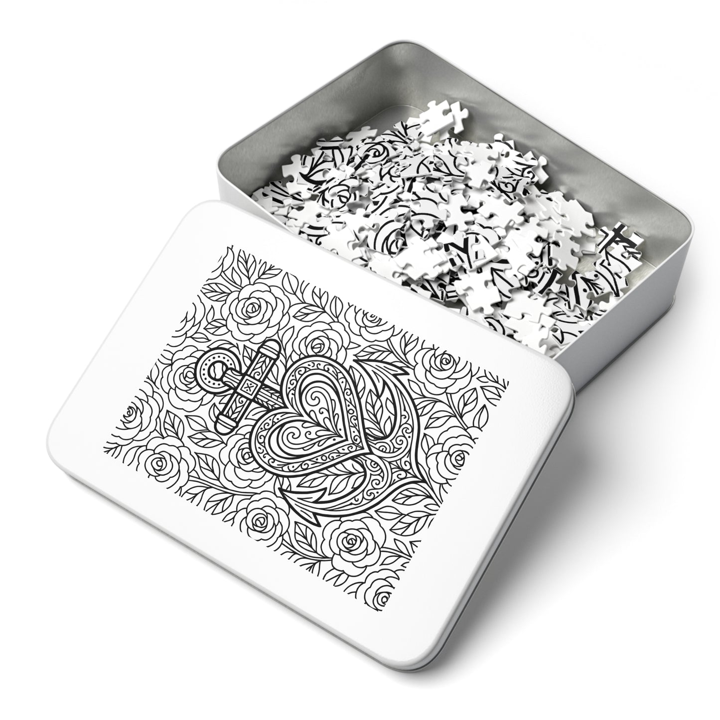 Adult Coloring Anchor Jigsaw Puzzle with Tin – Mindfulness Puzzle for Stress Relief & Gifts