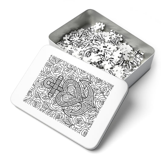 Adult Coloring Anchor Jigsaw Puzzle with Tin – Mindfulness Puzzle for Stress Relief & Gifts
