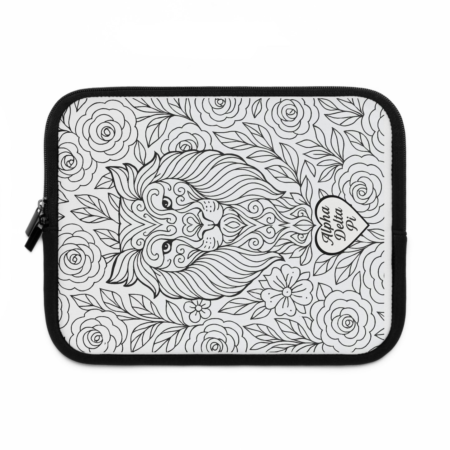 Alpha Delta Pi Lion Laptop Sleeve — Black & White Decorative Protective Case