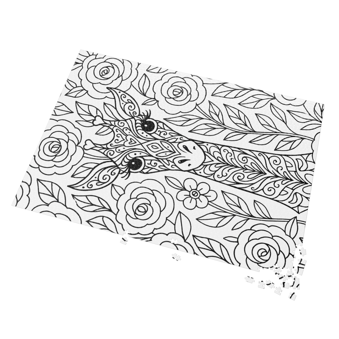 Adult Coloring Giraffe Jigsaw Puzzle with Tin – Mindfulness Puzzle for Stress Relief & Gifts