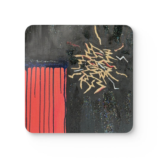 Corkwood Coaster Set - by artist and cancer survivor Mary McClelland, entitled "Too Much Noise & Confusion"