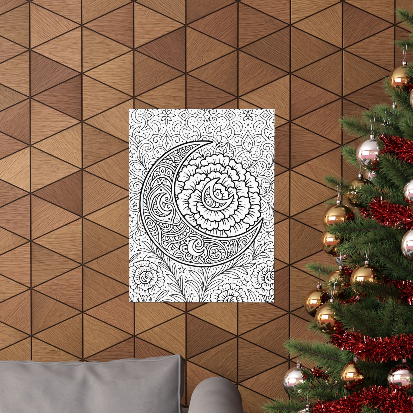 Colorable Crescent Moon Poster