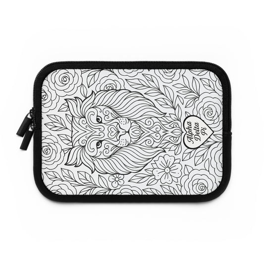 Alpha Delta Pi Lion Laptop Sleeve — Black & White Decorative Protective Case