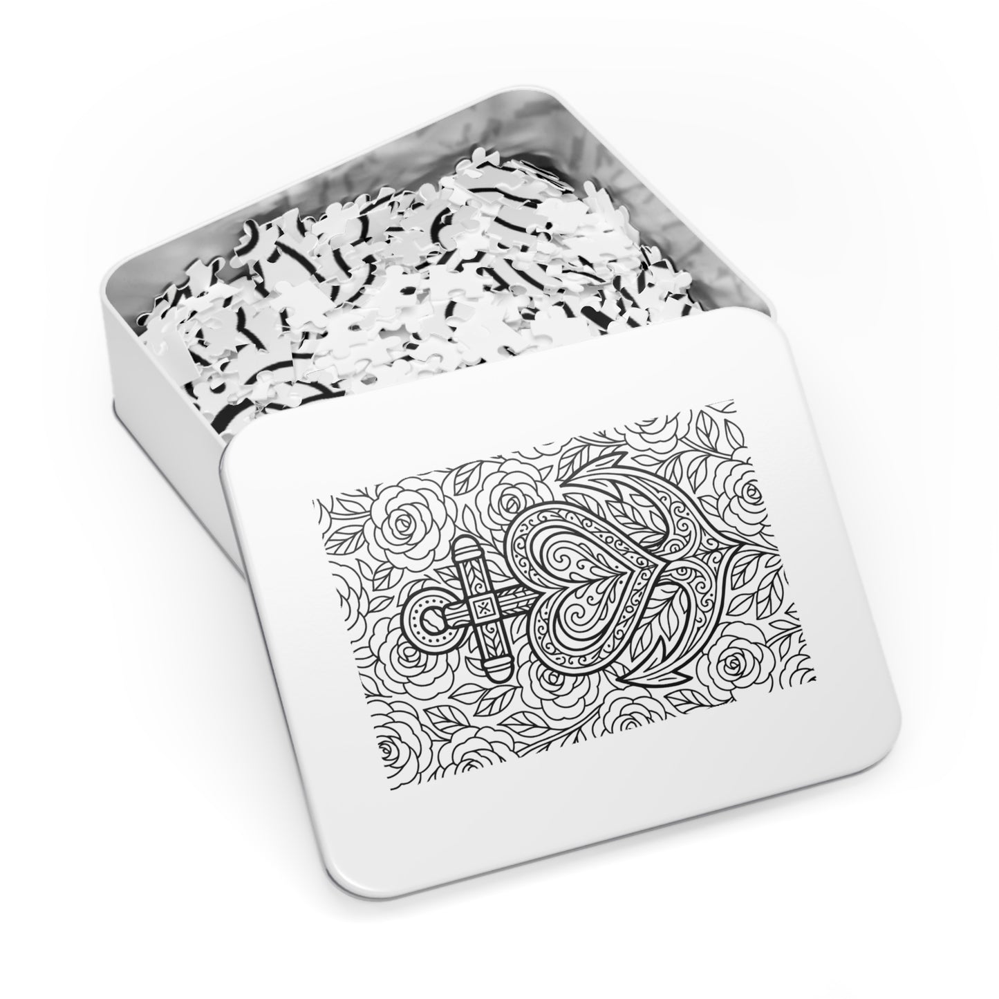 Adult Coloring Anchor Jigsaw Puzzle with Tin – Mindfulness Puzzle for Stress Relief & Gifts