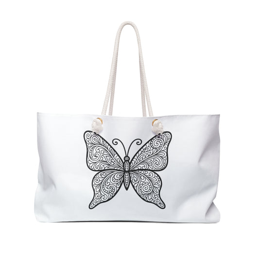 Butterfly Weekender Bag, Travel Tote, Beach Bag, Gym Bag, Overnight Bag, Gift for Nature Lovers, Butterfly Design