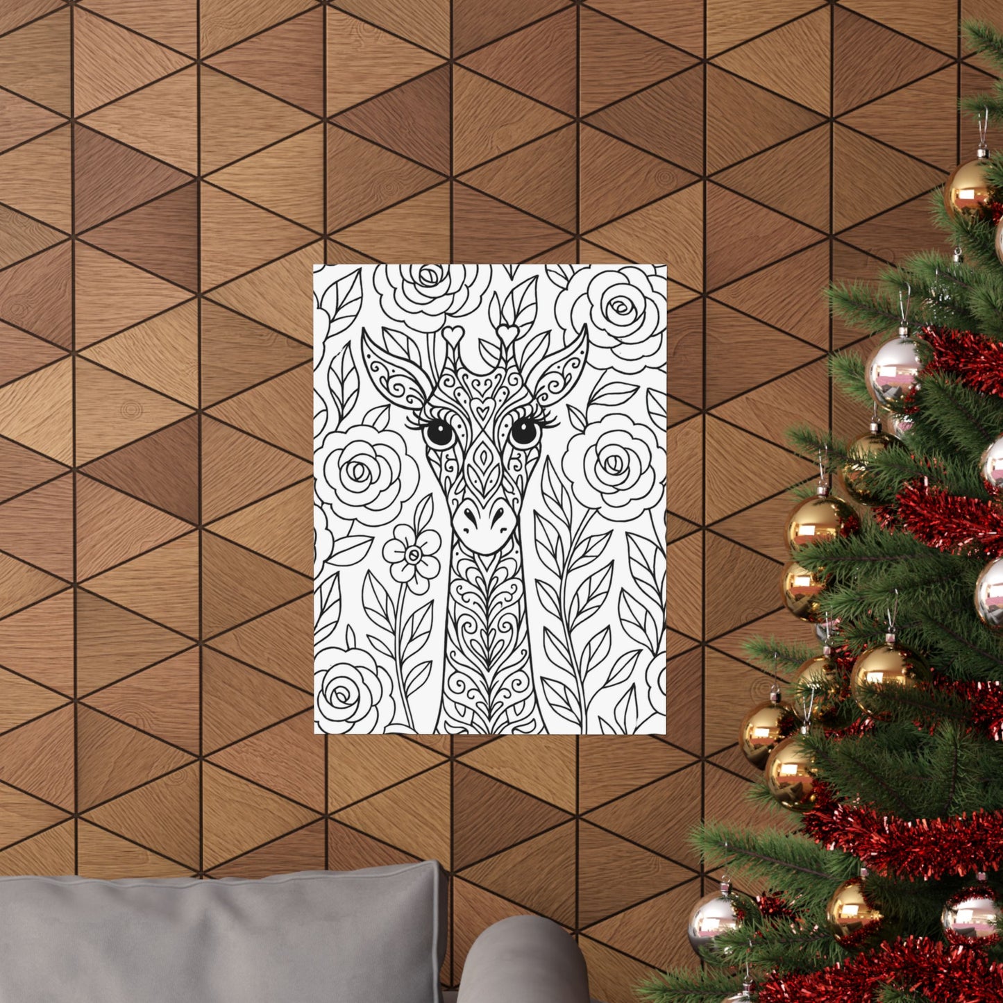 Colorable Giraffe Poster