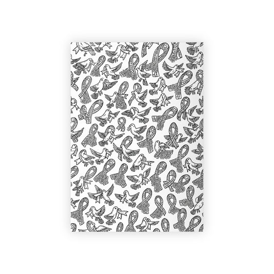 Wrapping Paper Rolls, Cancer Ribbons Black and White Line Art