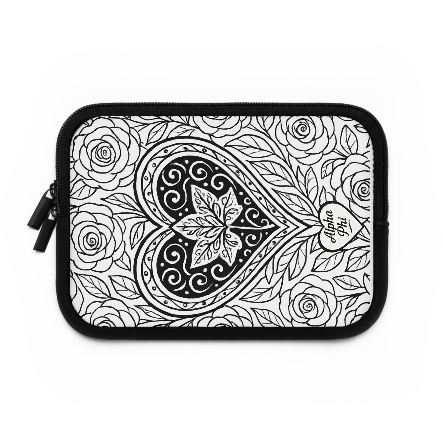 Alpha Phi Maple Leaf Laptop Sleeve — Black & White Decorative Protective Case
