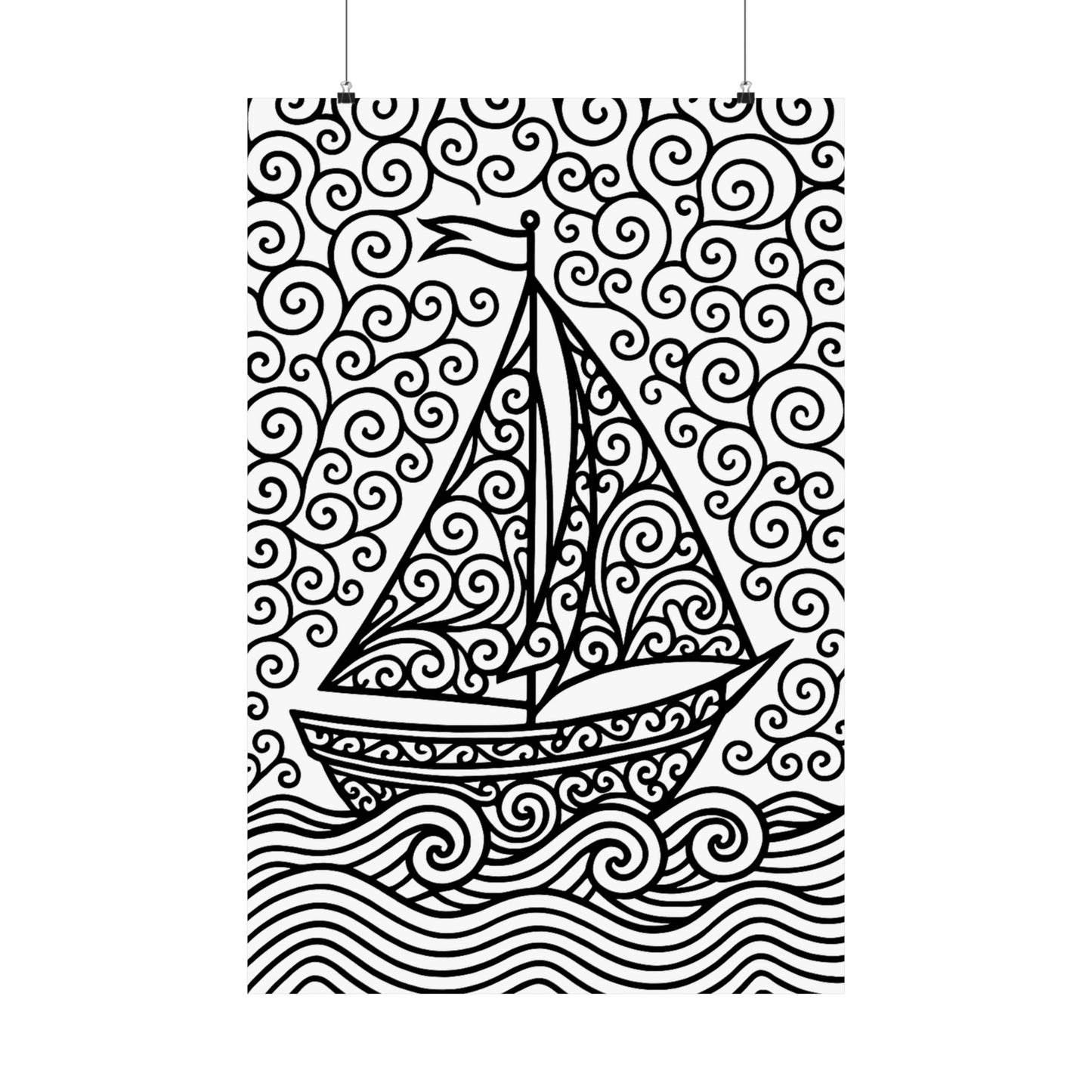 Colorable Sailboat Poster