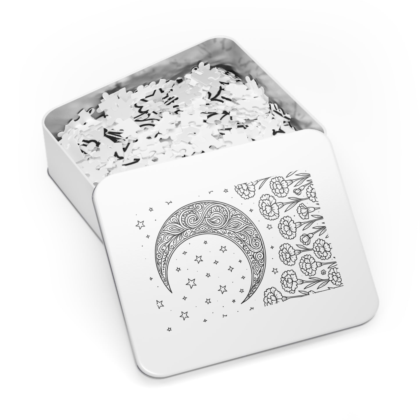 Jigsaw Puzzle: Crescent Moon and Carnations