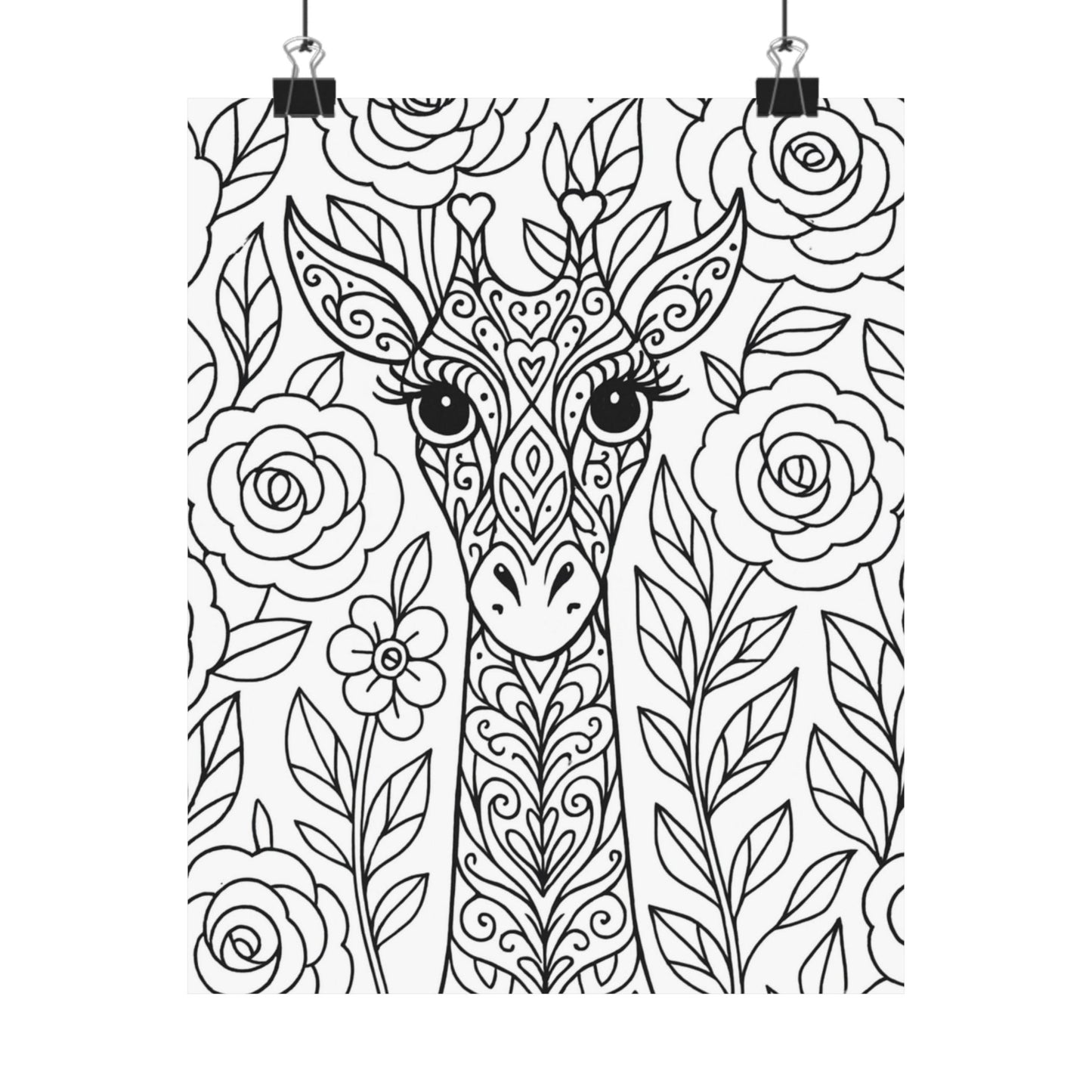 Colorable Giraffe Poster