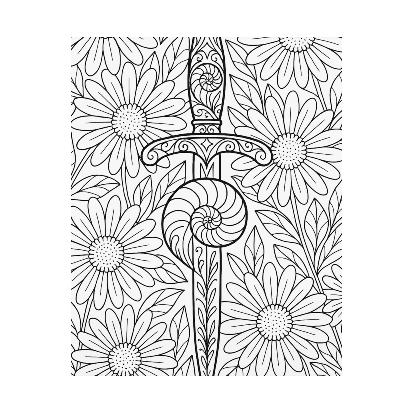 Colorable Dagger and Nautilus Shell Poster