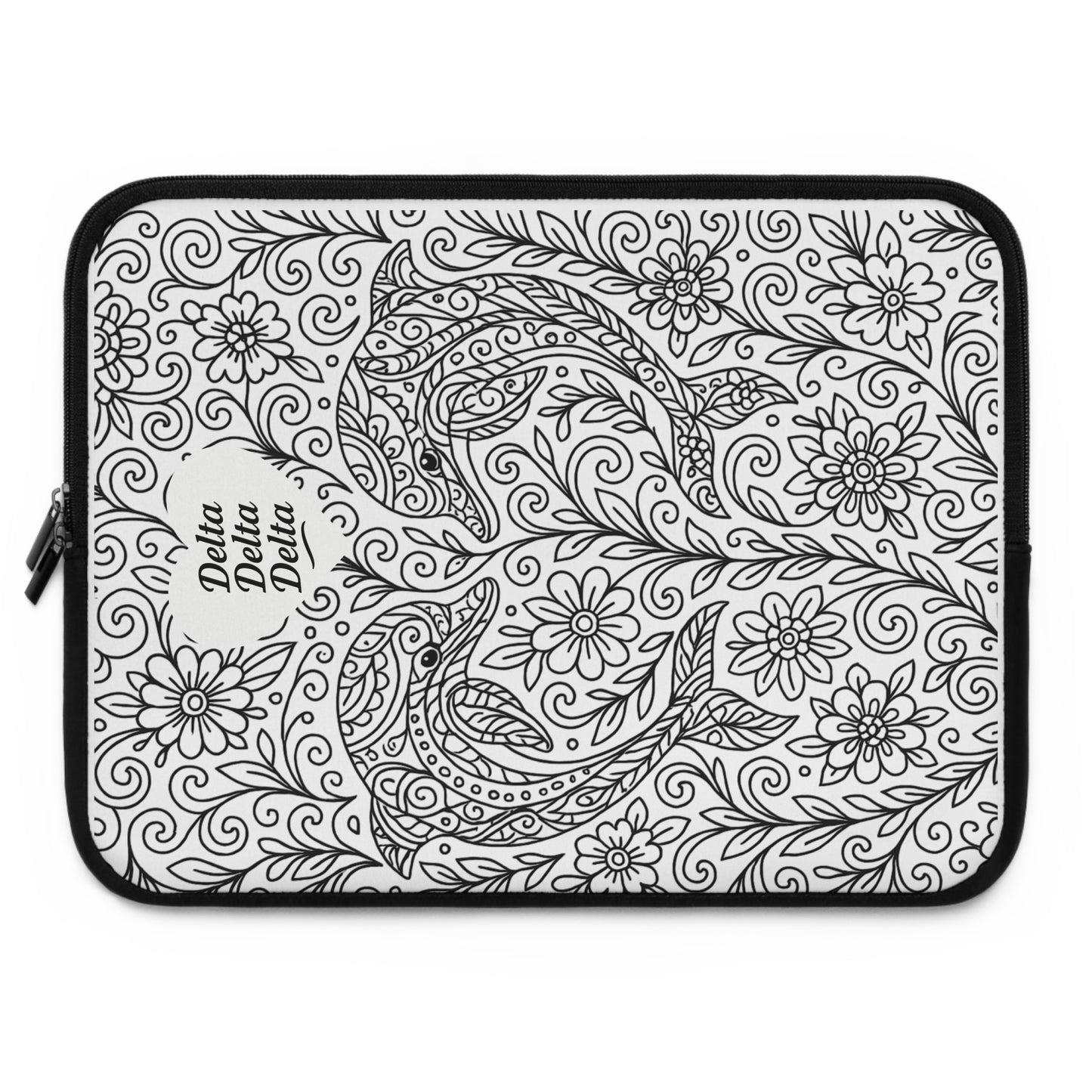 Delta Delta Delta Dolphins Laptop Sleeve — Black & White Decorative Protective Case