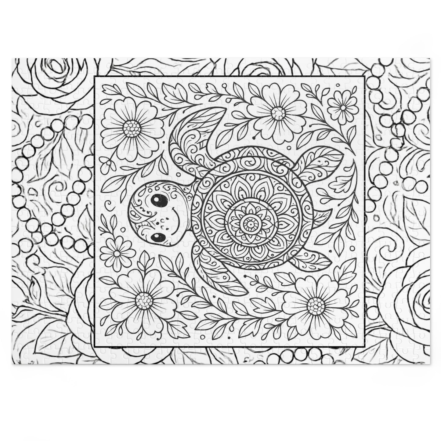 Adult Coloring Turtle Jigsaw Puzzle with Tin – Mindfulness Puzzle for Stress Relief & Gifts
