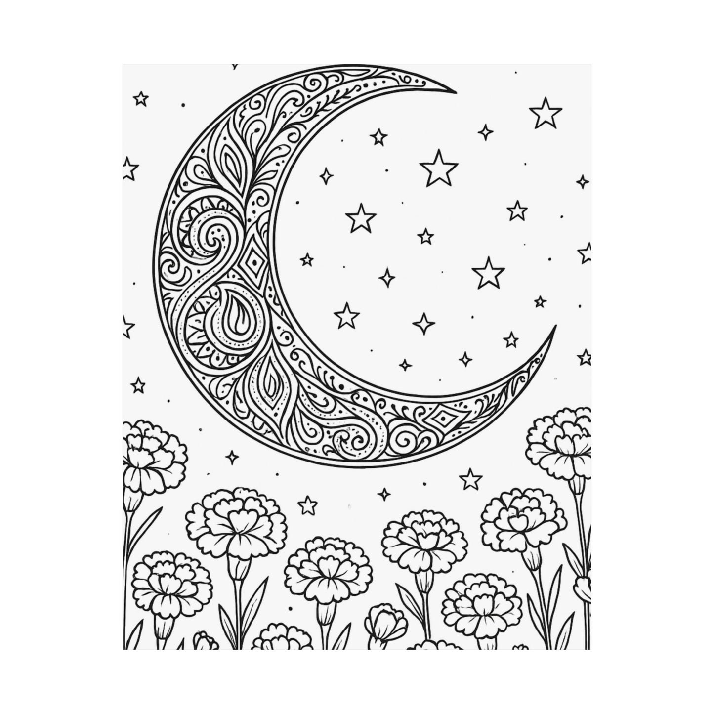 Colorable Crescent Moon Poster