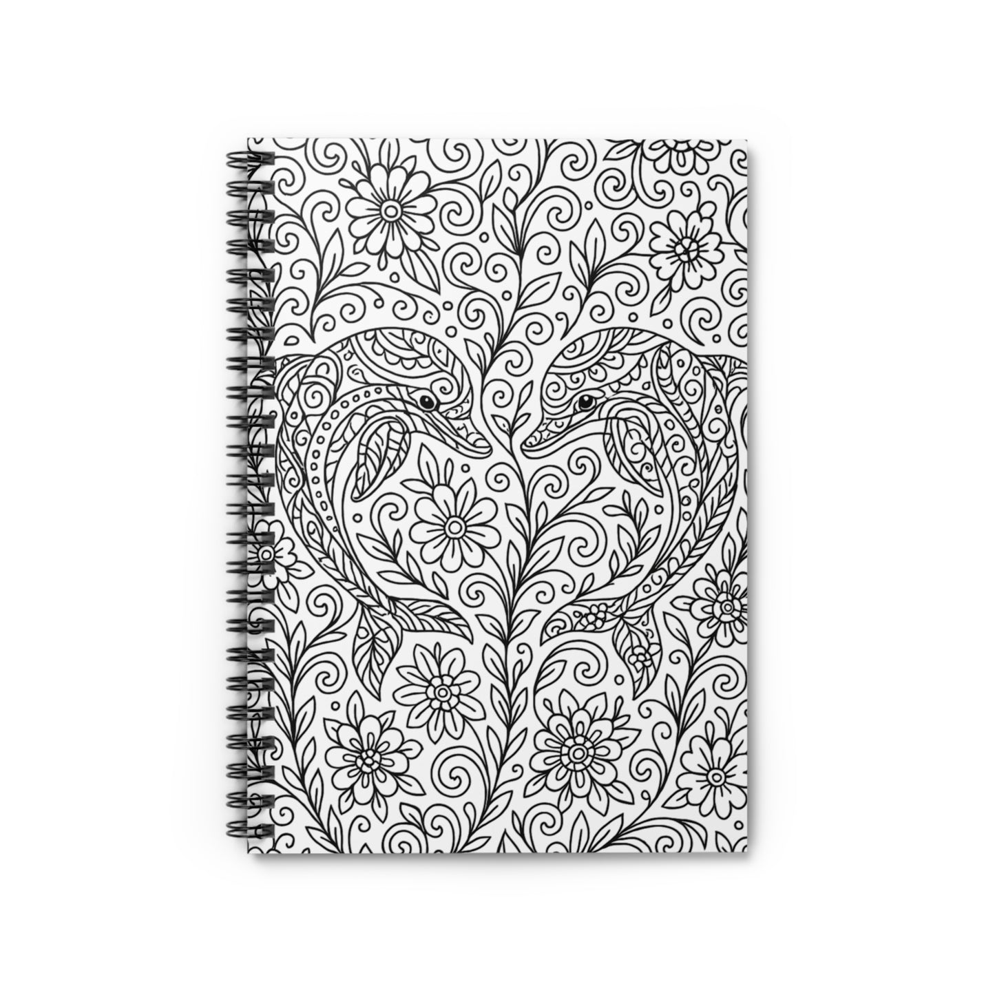 Dolphin Doodle Spiral Notebook – Ruled Journal for Coloring & Note-Taking