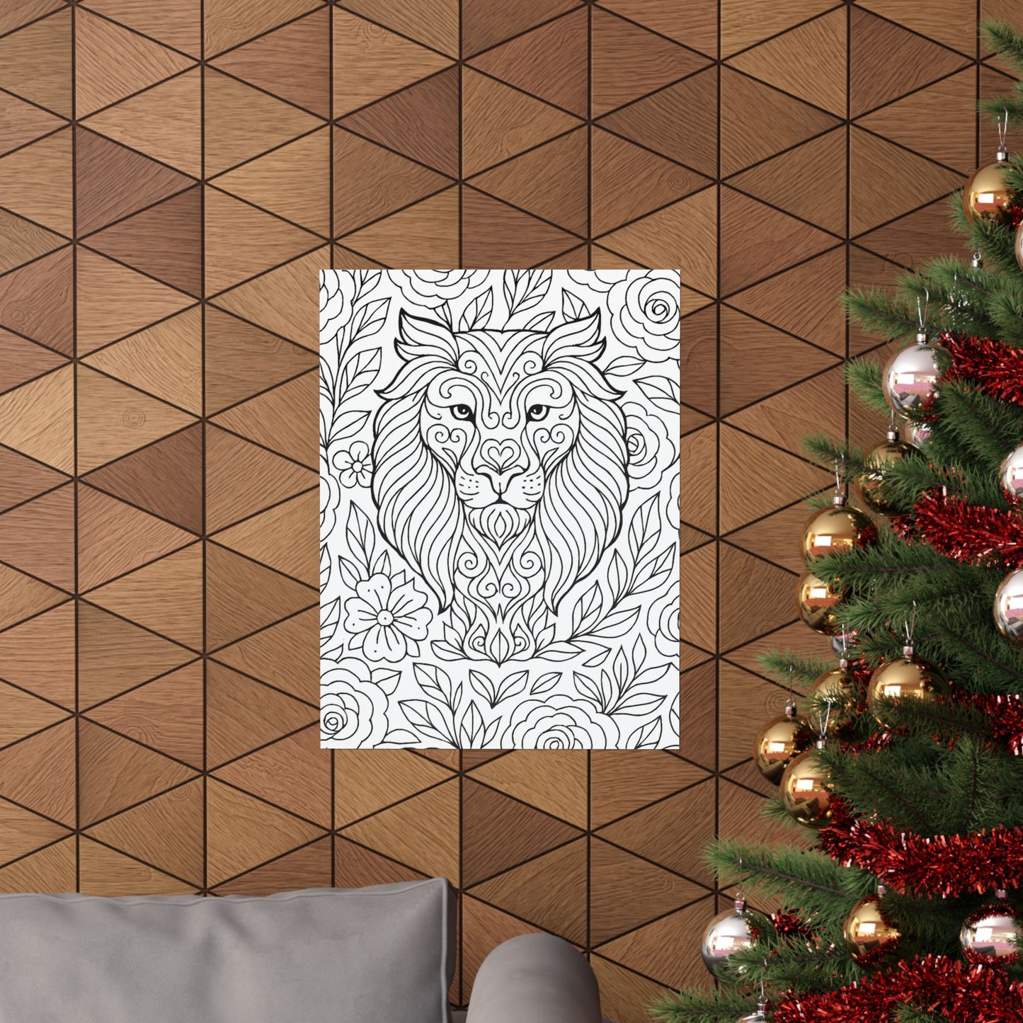 Colorable Lion Poster