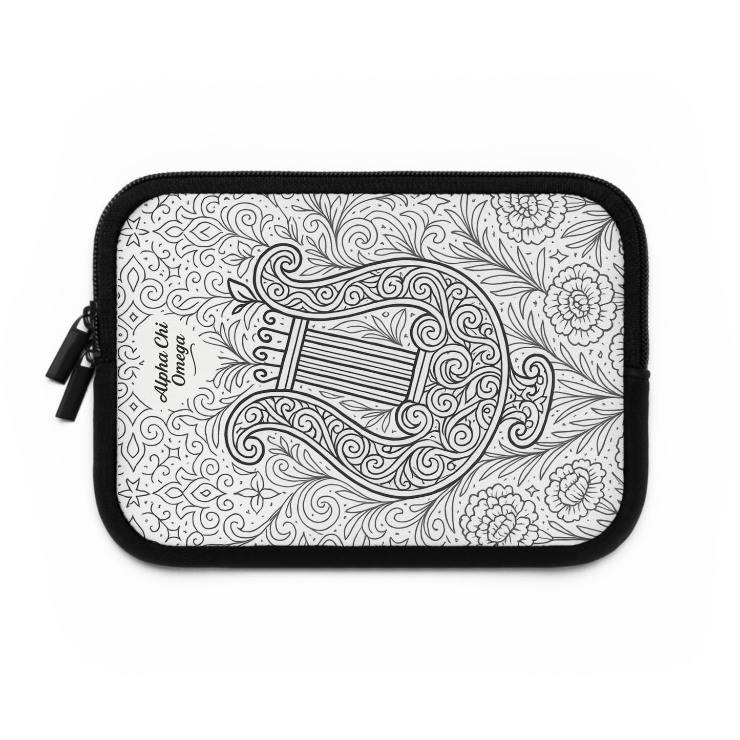 Alpha Chi Omega Lyre Laptop Sleeve — Black & White Decorative Protective Case