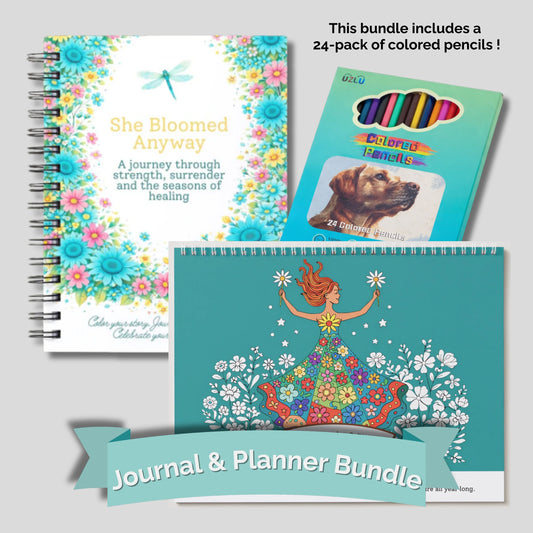 The She Bloomed Anyway Bundle:  Wink Warrior - Coloring + Reflection Journals & Planners for Women in Hard Seasons