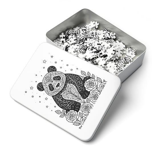 Adult Coloring Panda Jigsaw Puzzle with Tin – Mindfulness Puzzle for Stress Relief & Gifts