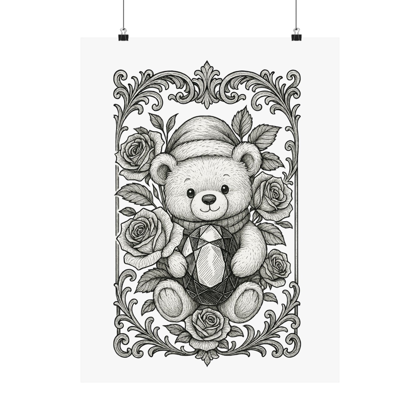 Phi Sigma Sigma Colorable Bear and Sapphire Poster