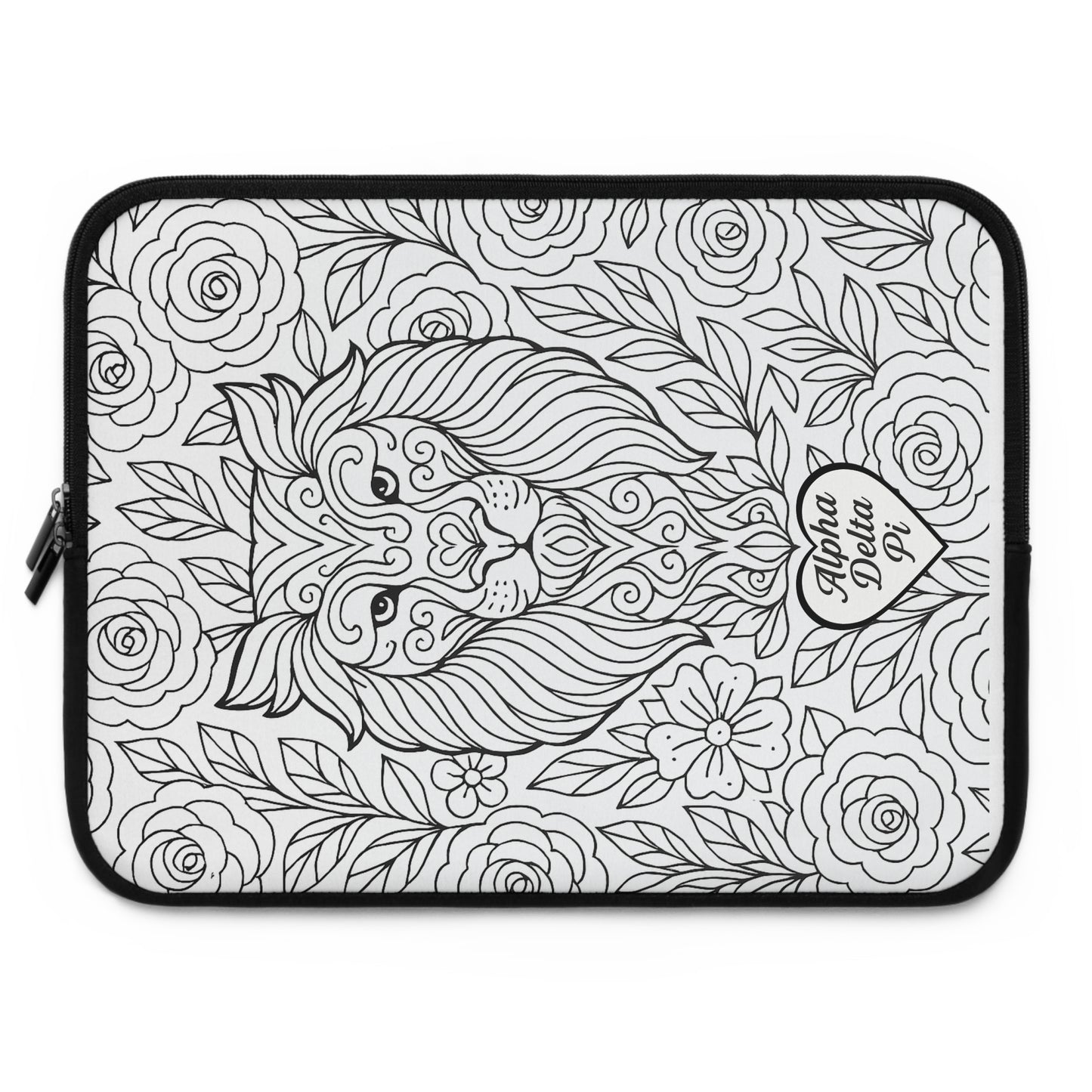 Alpha Delta Pi Lion Laptop Sleeve — Black & White Decorative Protective Case
