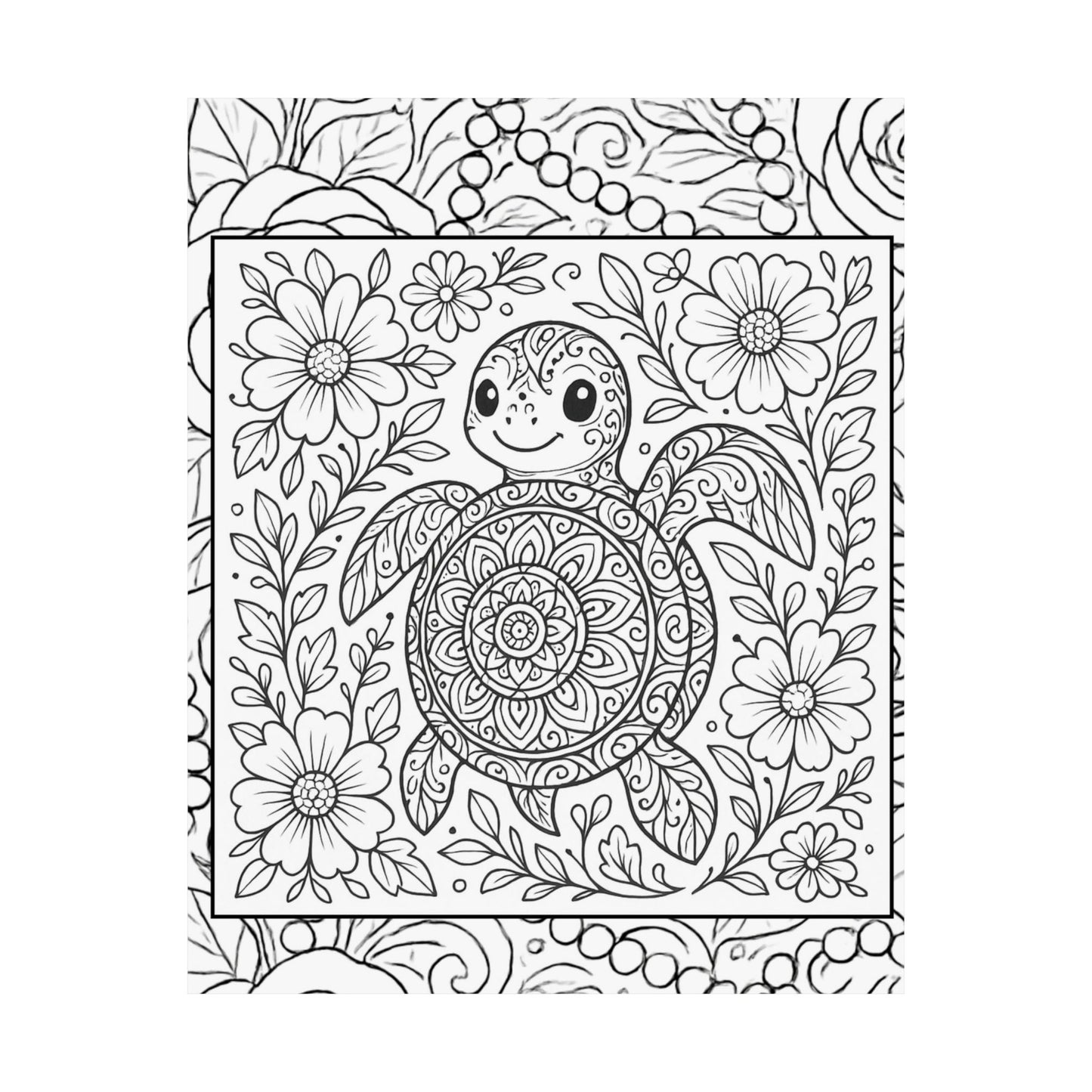 Colorable Turtle Poster