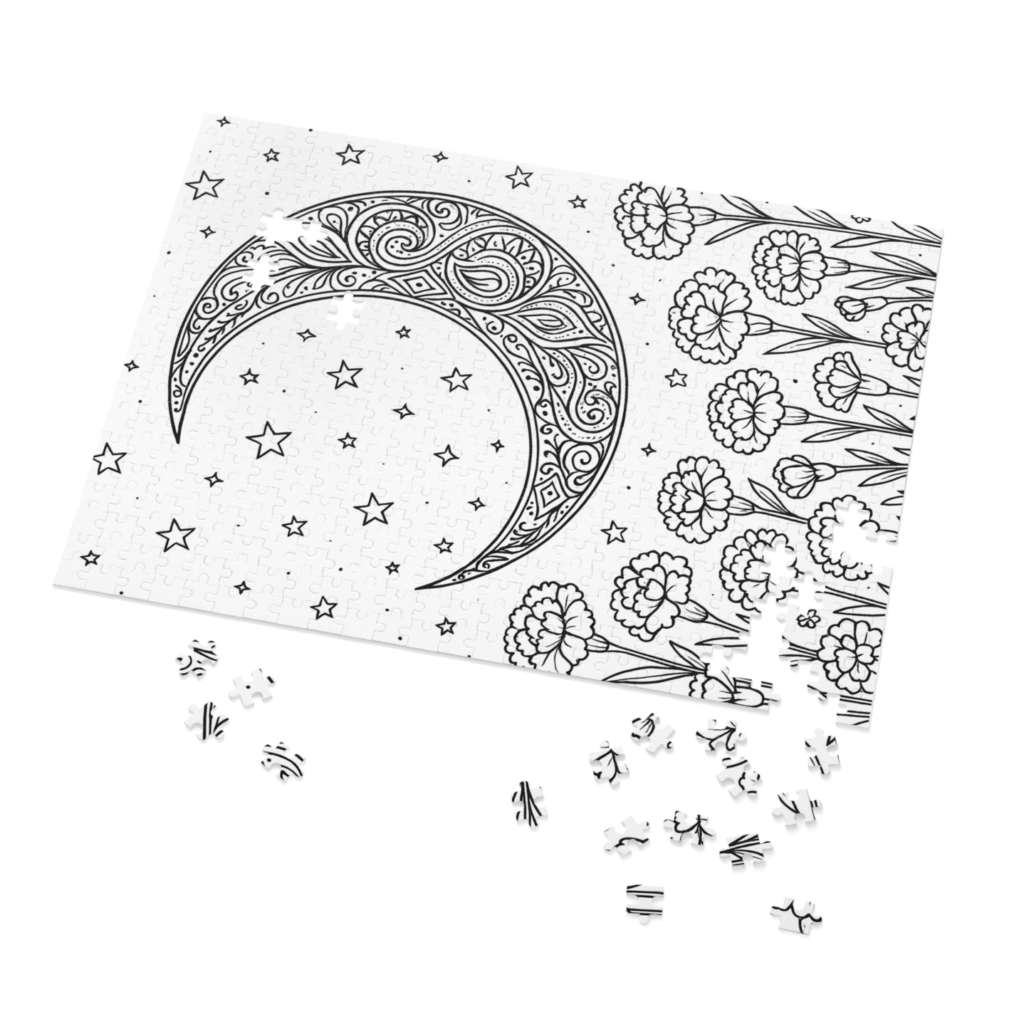 Jigsaw Puzzle: Crescent Moon and Carnations