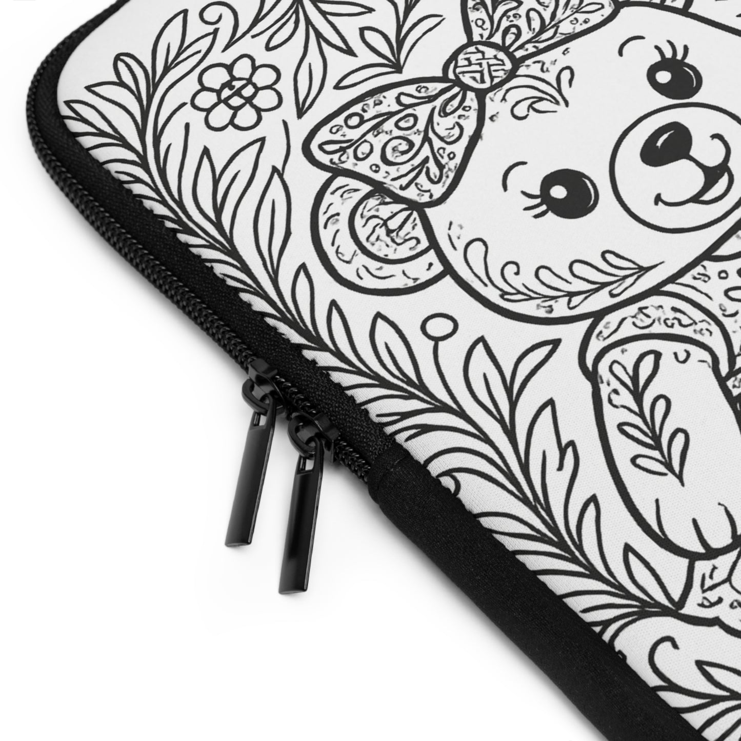 Sigma Delta Tau Bear and Torch Laptop Sleeve — Black & White Decorative Protective Case