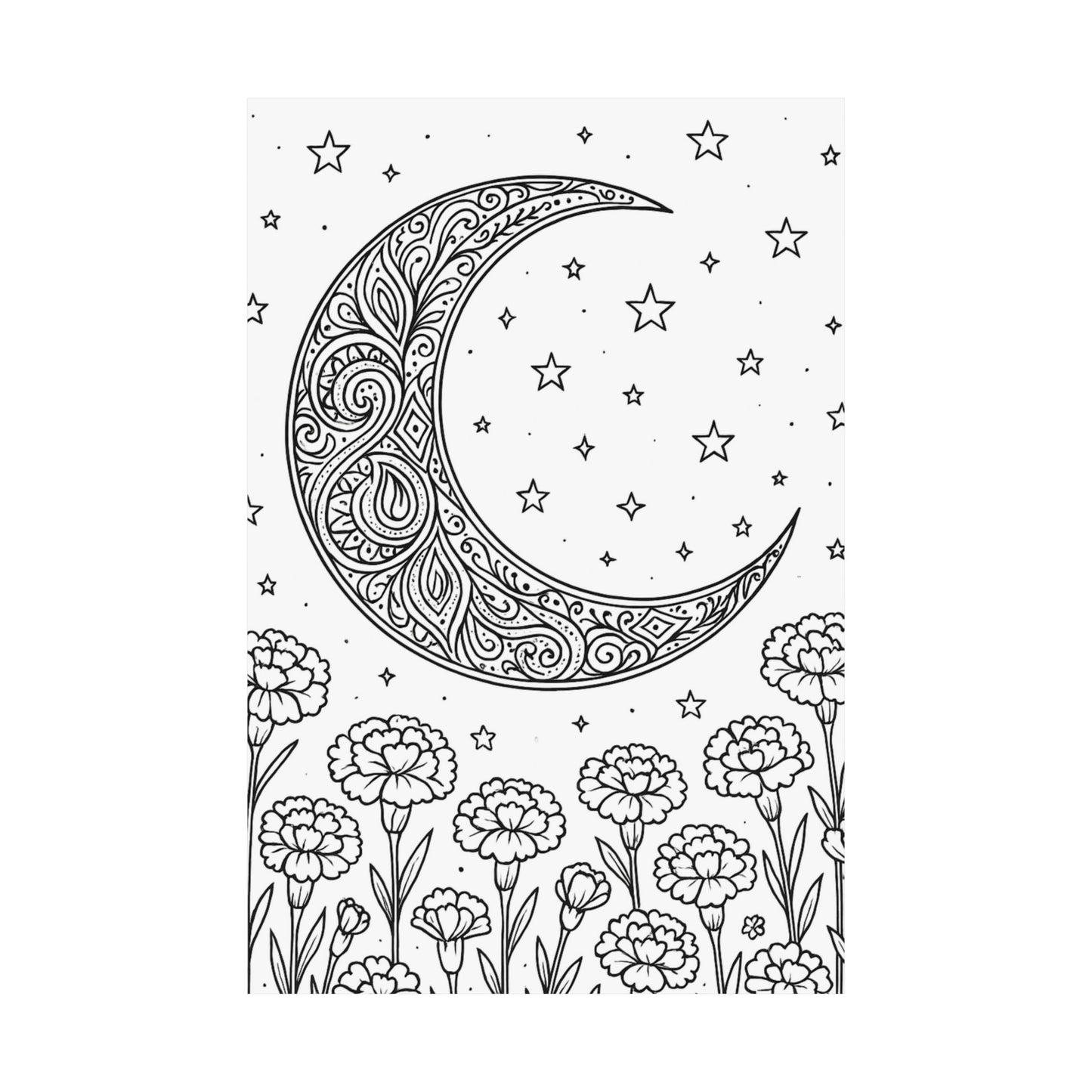 Colorable Crescent Moon Poster