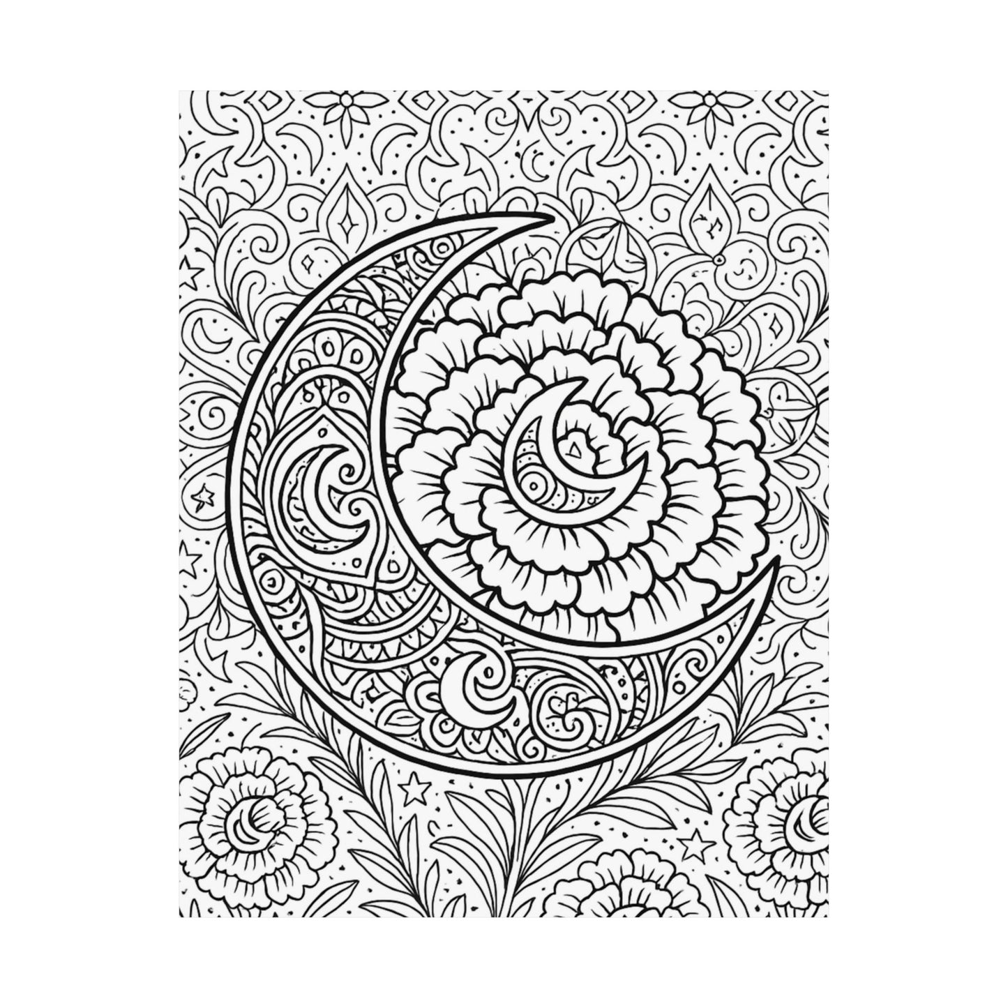 Colorable Crescent Moon Poster