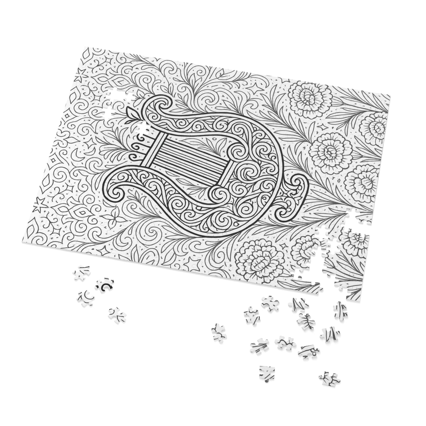 Jigsaw Puzzle: Ornate Lyre and Carnations