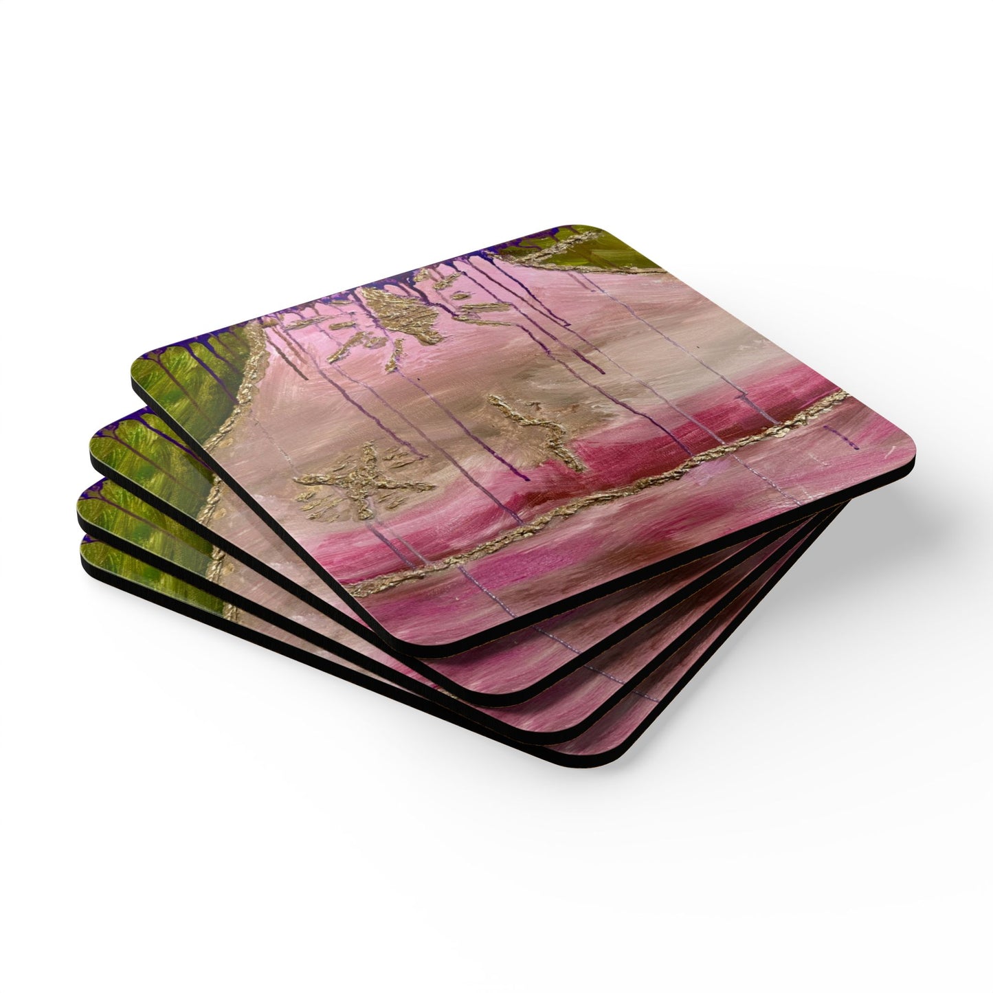Corkwood Coaster Set titled "Overcomer" - by Cancer Survivor artist Nikkole Jones