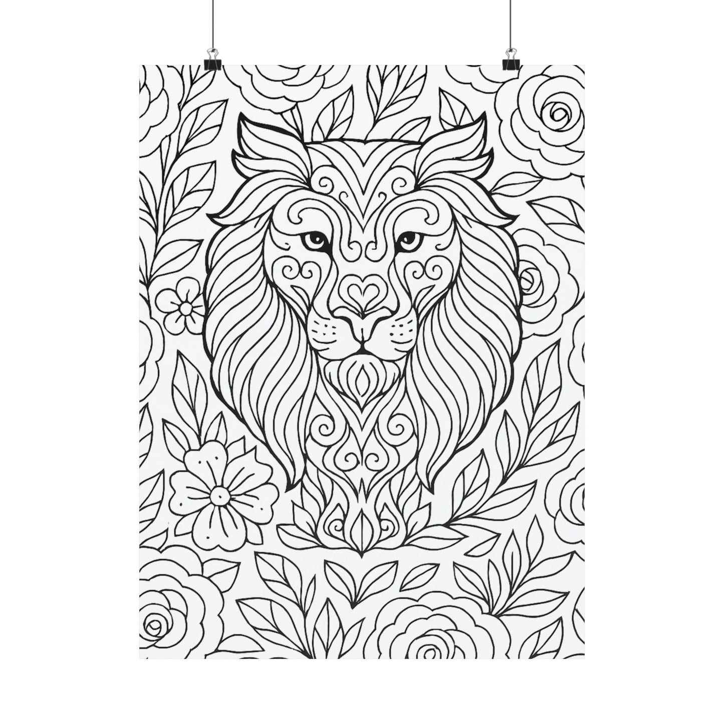 Colorable Lion Poster