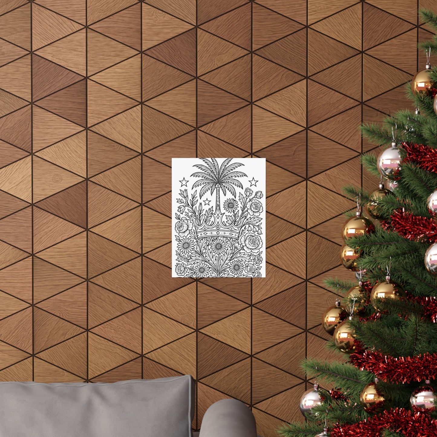 Colorable Crown and Palm Tree Poster