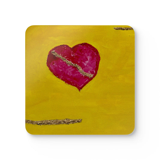 Corkwood Coaster Set titled "Heart of Hope" - by Cancer Survivor artist Dawn Freret
