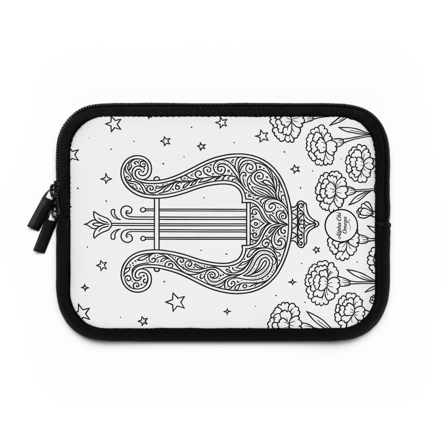 Alpha Chi Omega Lyre Edition Laptop Sleeve — Black & White Decorative Protective Case