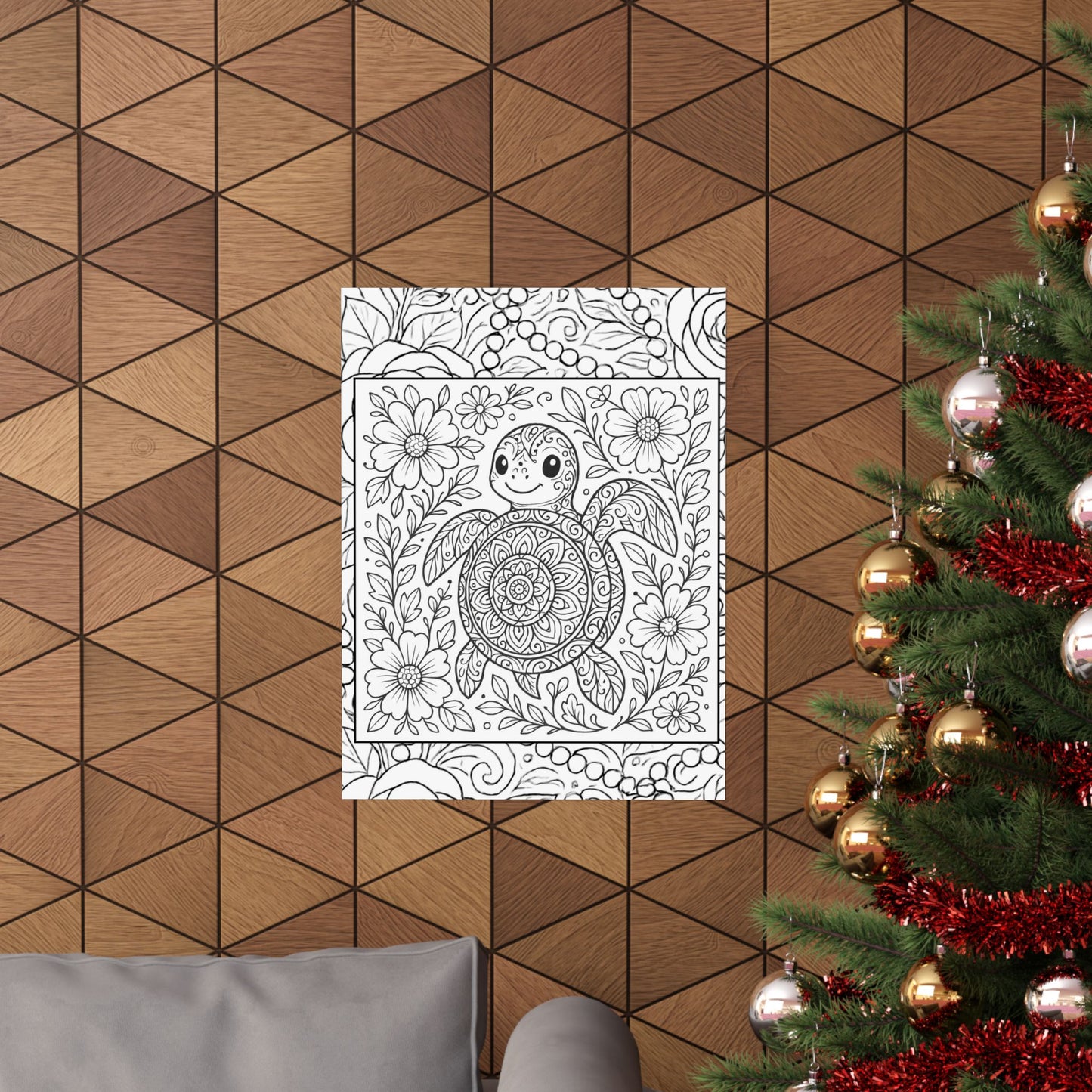 Colorable Turtle Poster