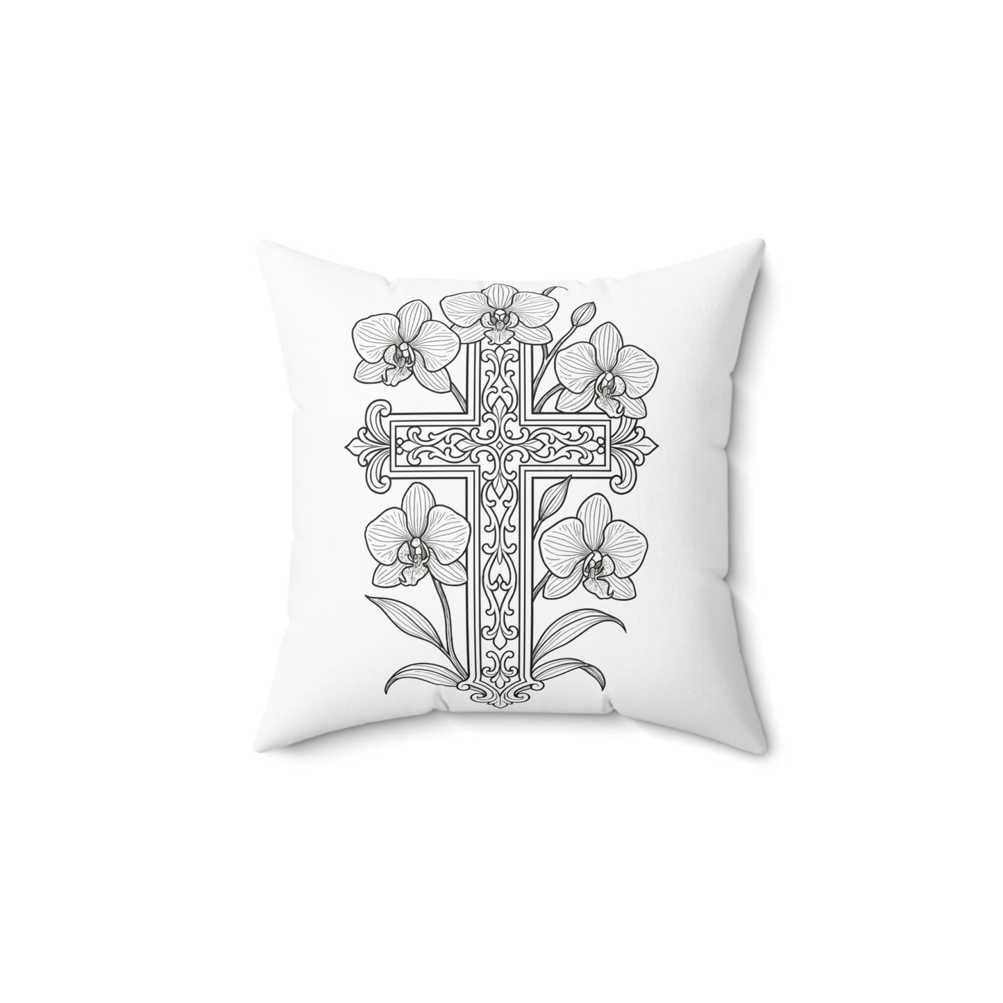 Delta Psi Epsilon Cross Pillow — Floral DIY Decorative Square Pillow