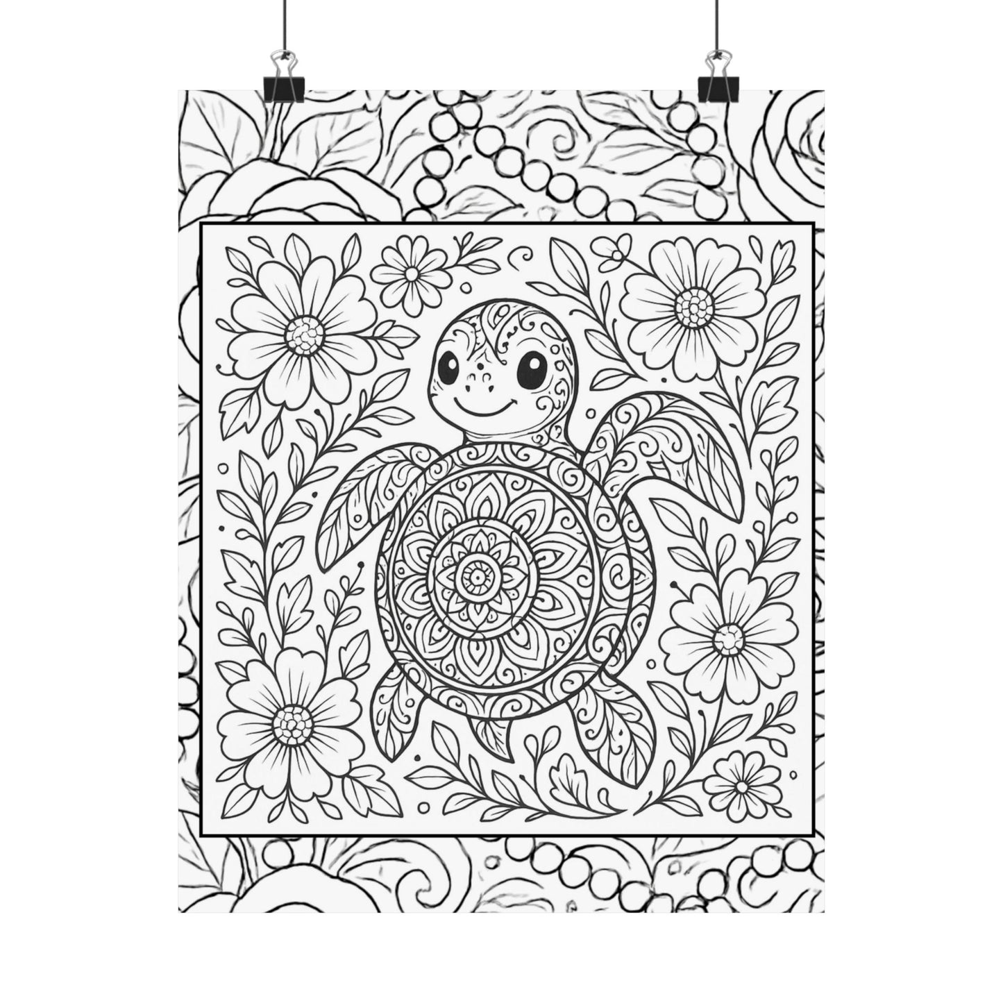 Colorable Turtle Poster