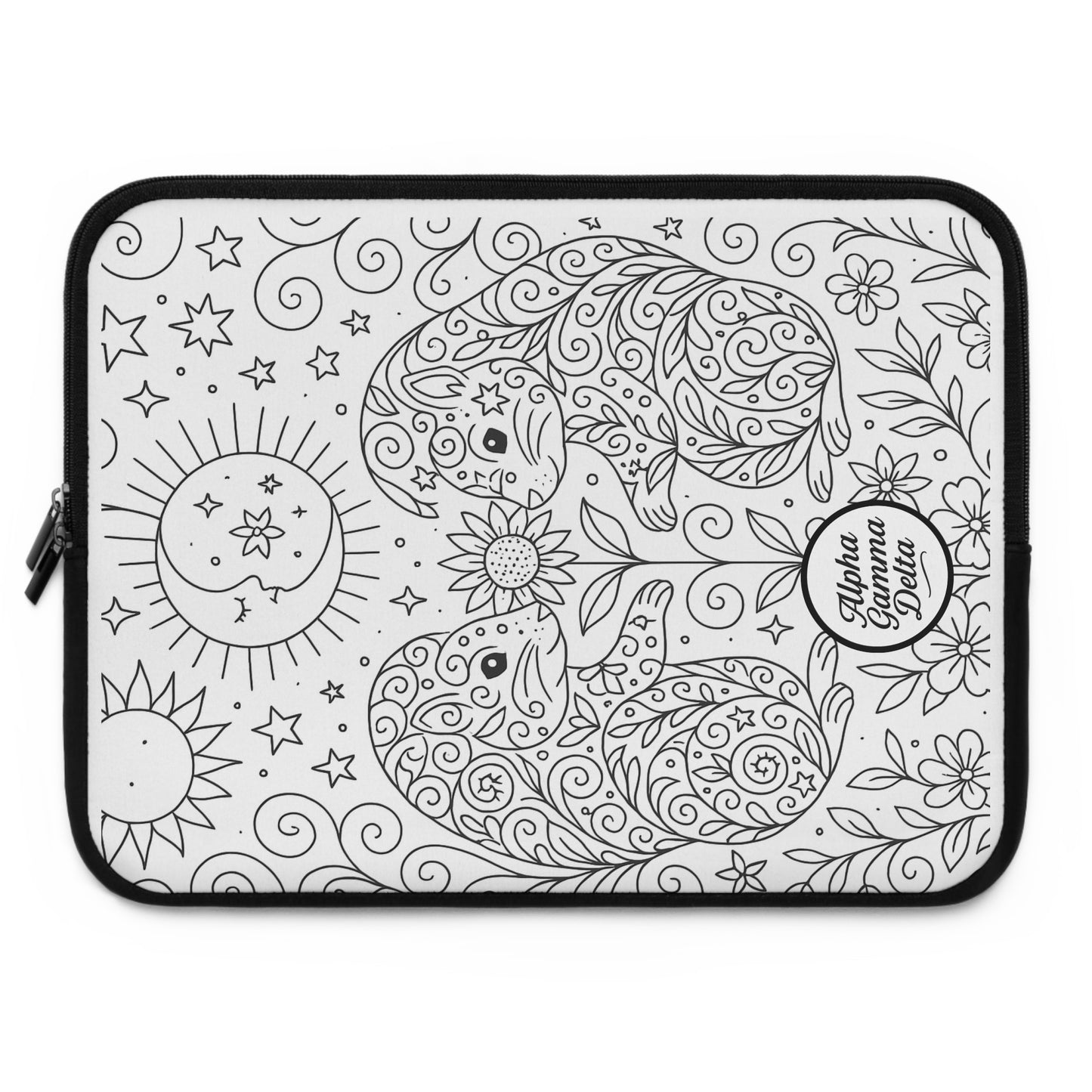 Alpha Gamma Delta Squirrel Laptop Sleeve — Black & White Decorative Protective Case