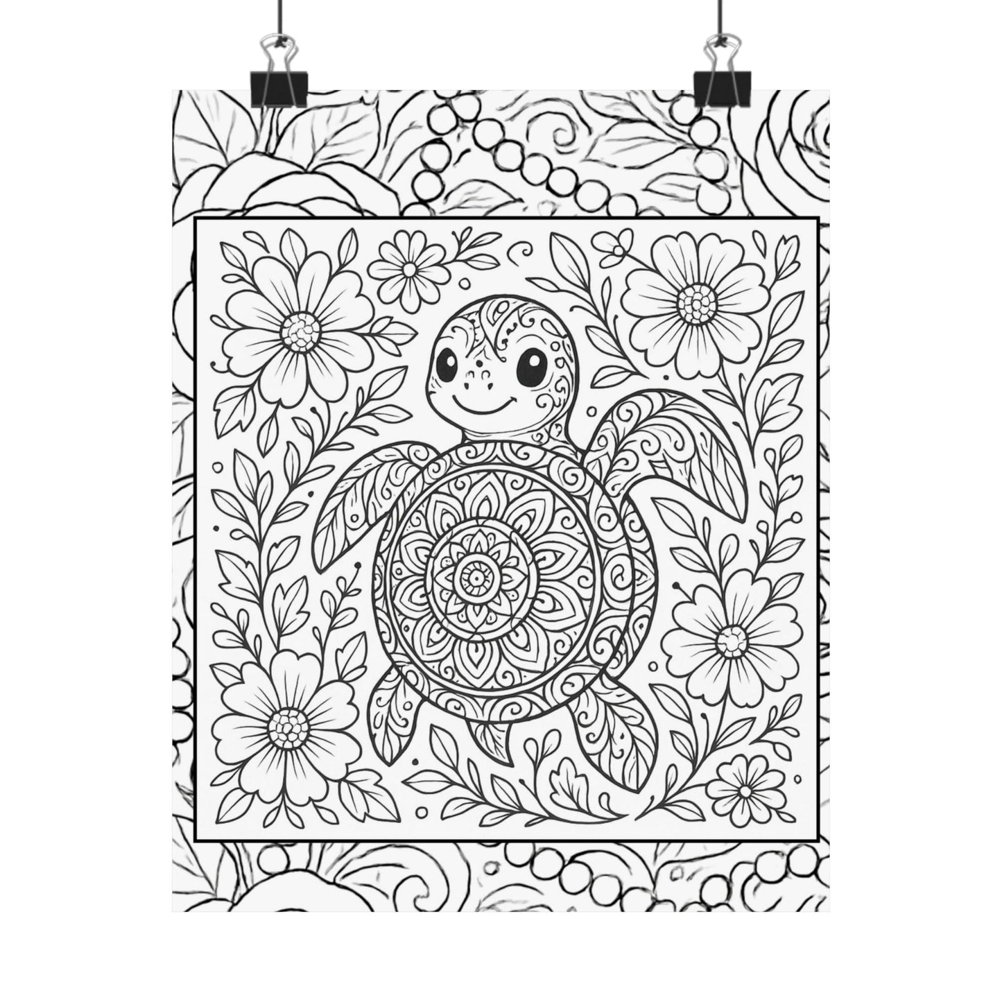 Colorable Turtle Poster