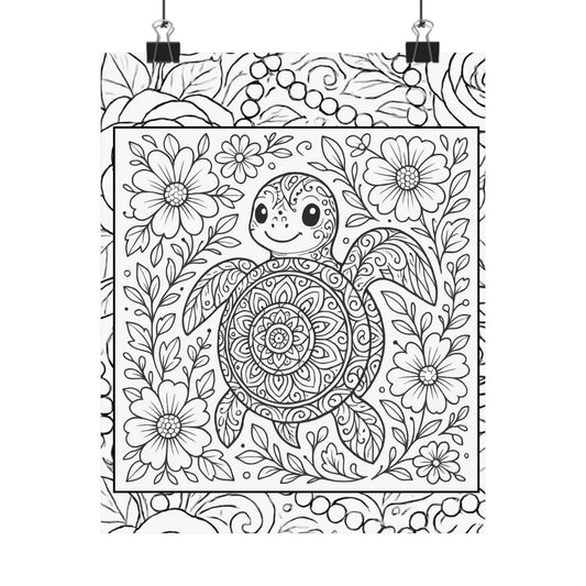 Colorable Turtle Poster