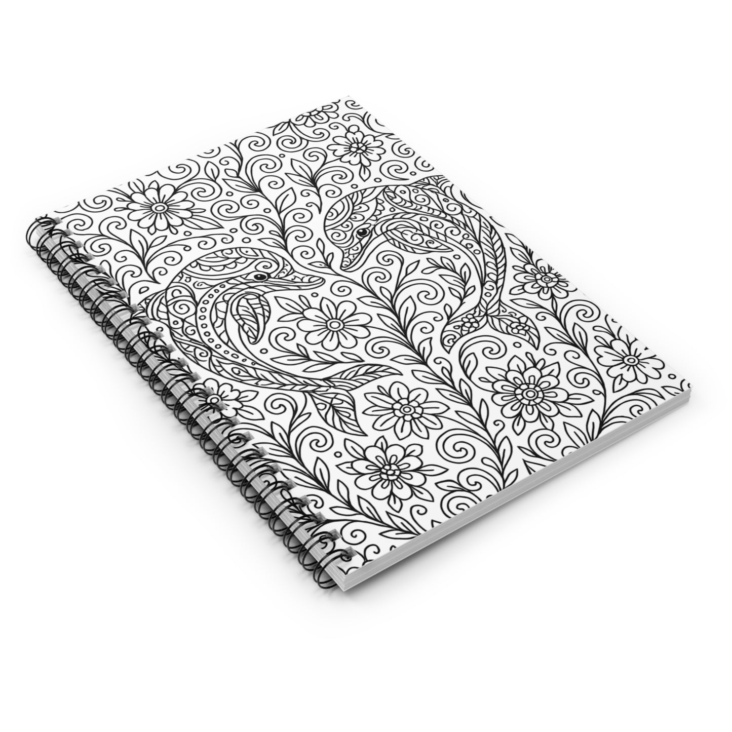 Dolphin Doodle Spiral Notebook – Ruled Journal for Coloring & Note-Taking