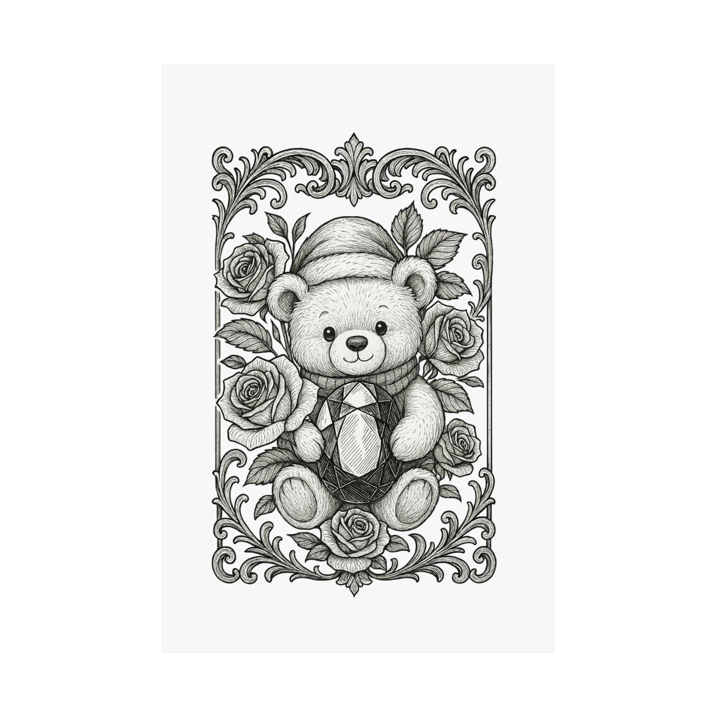 Phi Sigma Sigma Colorable Bear and Sapphire Poster