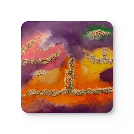 Corkwood Coaster Set titled "Well and Bliss" - by Cancer Survivor artist Rhonda Poplus