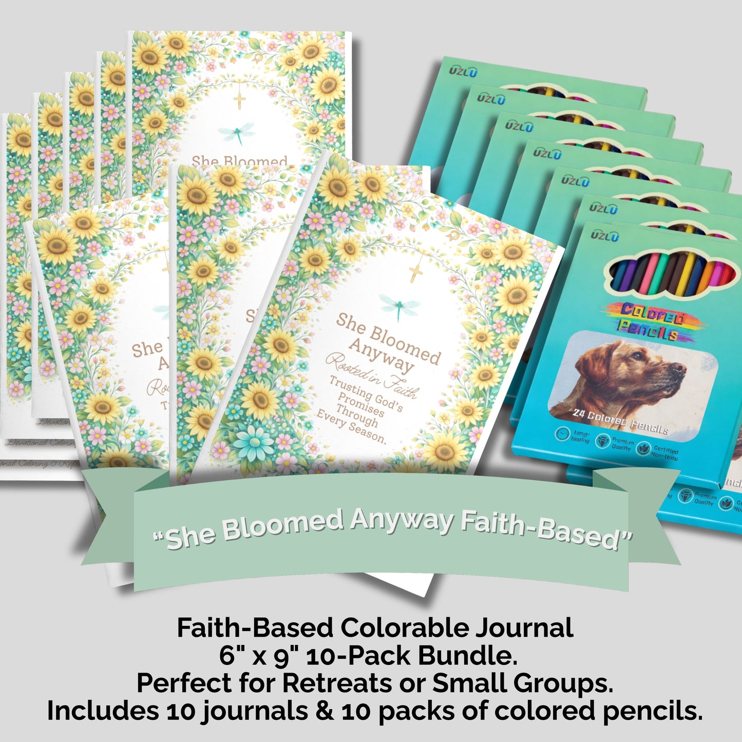 She Bloomed Anyway™ Rooted in Faith — Christian Coloring + Reflection Journal for Women Navigating Illness, Grief & Healing (Pocket Size 6x9 10-Pack)