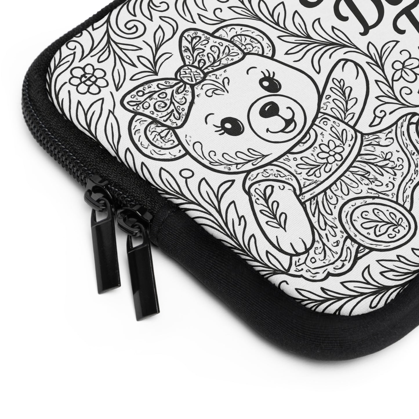 Sigma Delta Tau Bear and Torch Laptop Sleeve — Black & White Decorative Protective Case