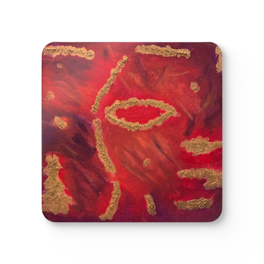 Corkwood Coaster Set titled "Fury and Grace" - by Cancer Survivor artist Kelli Beckman