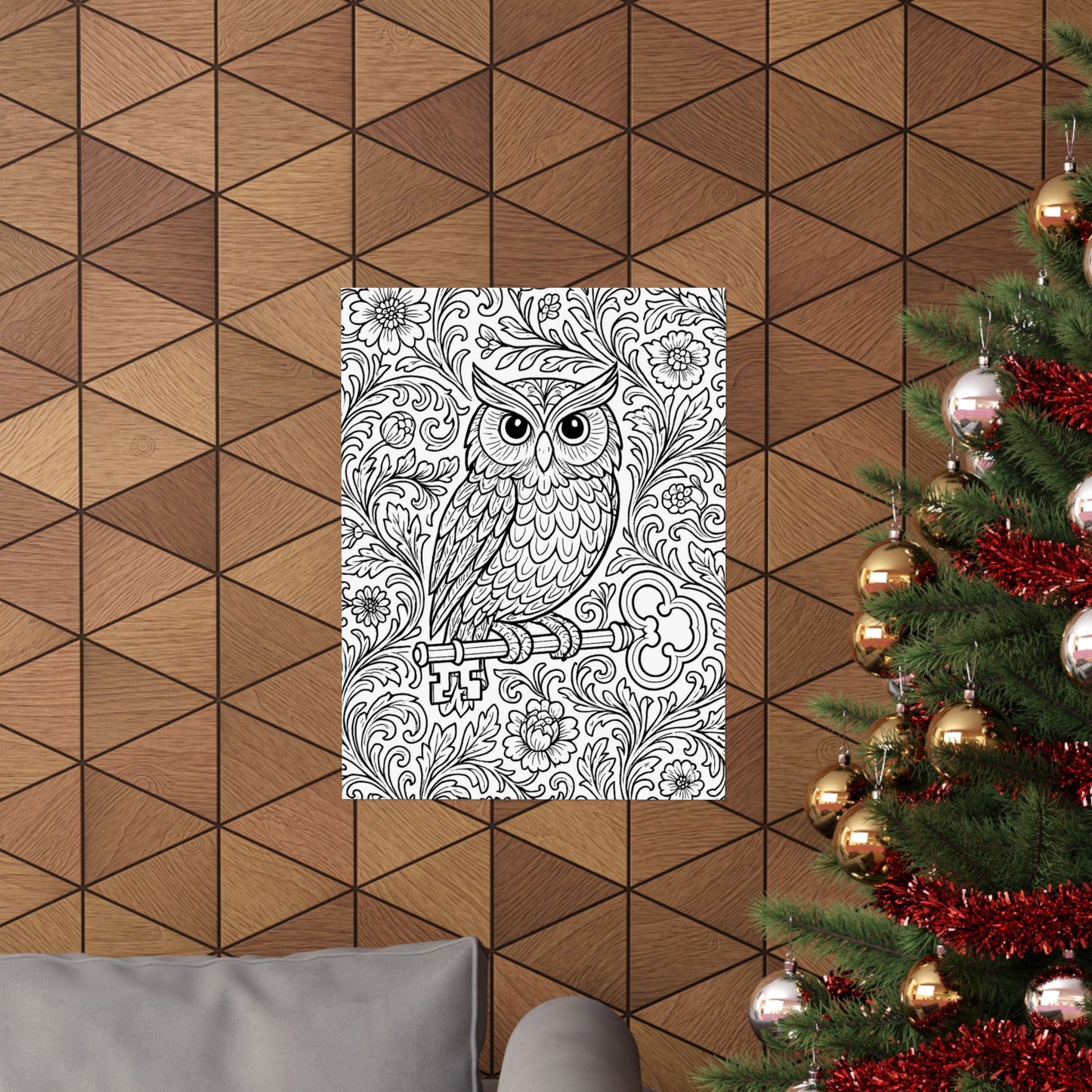 Colorable Owl and Key Poster